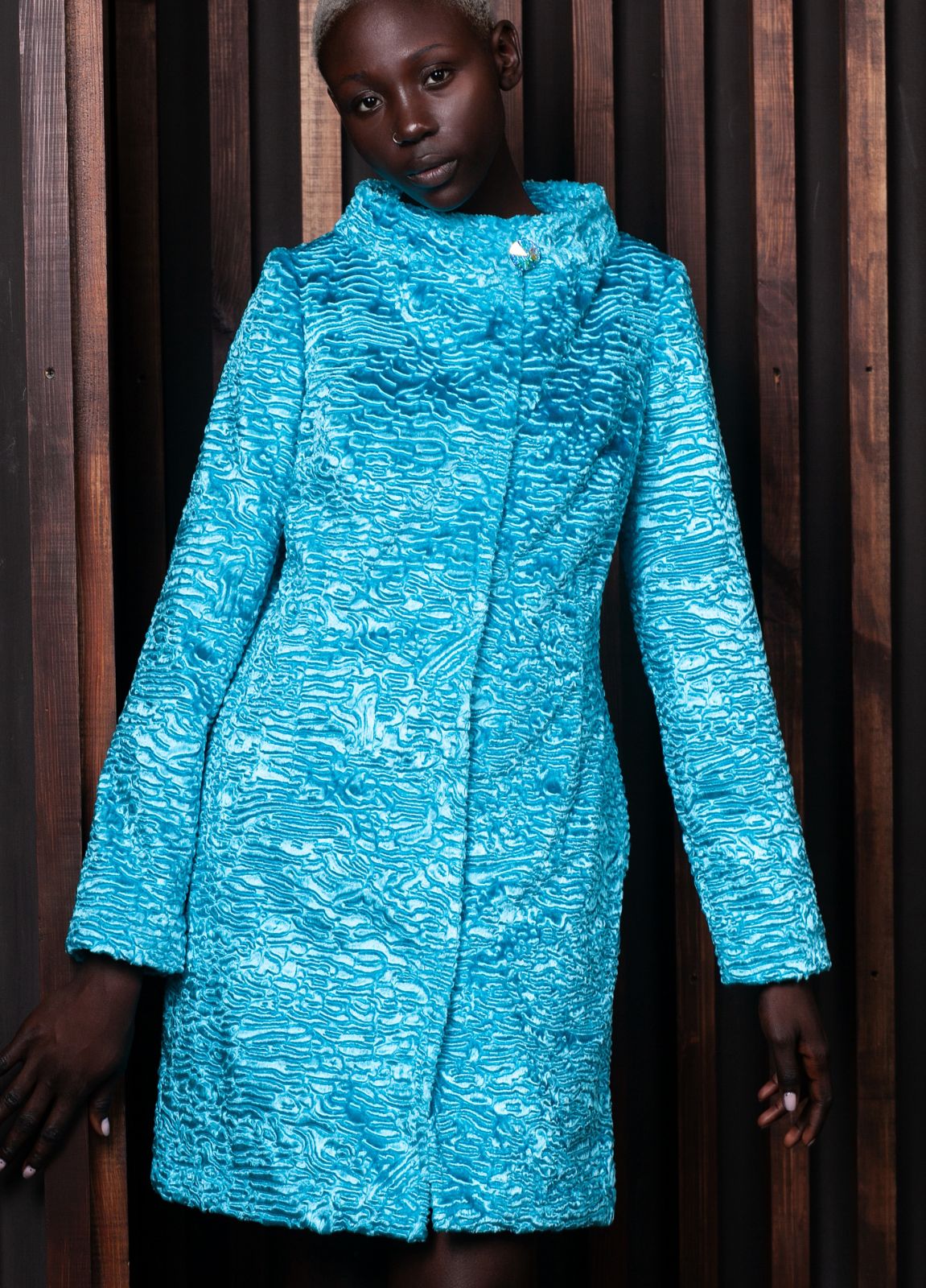 Photo #1 - Coat eco fur Tissavel - astrakhan aquamarine