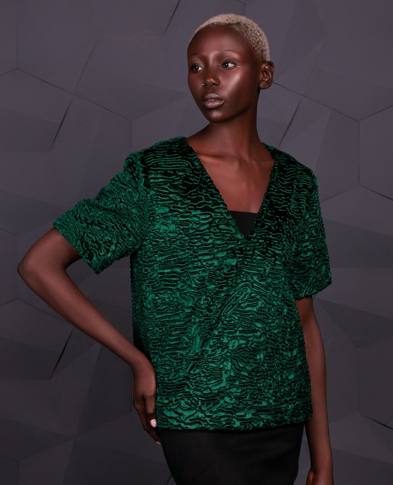 Photo #3 - Sweater eco fur Tissavel - astrakhan emerald