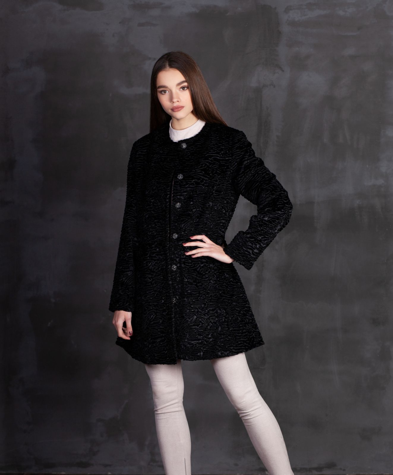 Photo #1 - Coat eco fur Tissavel - astrakhan obsidian