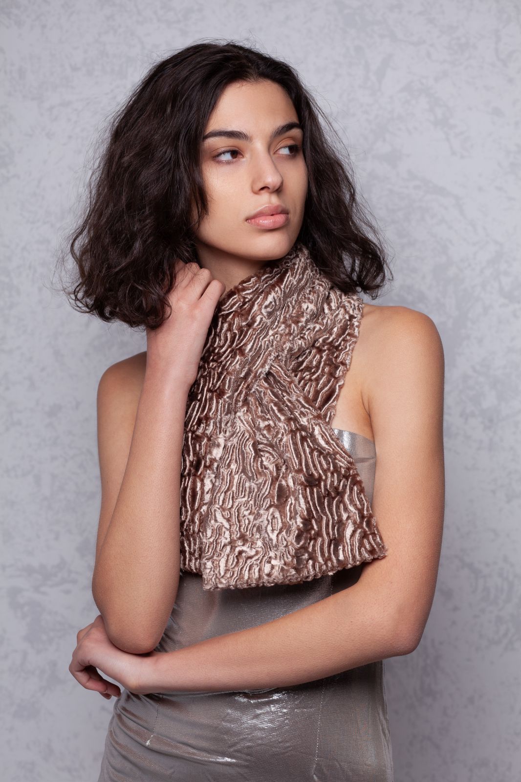 Photo #1 - Scarf eco fur Tissavel - astrakhan onyx