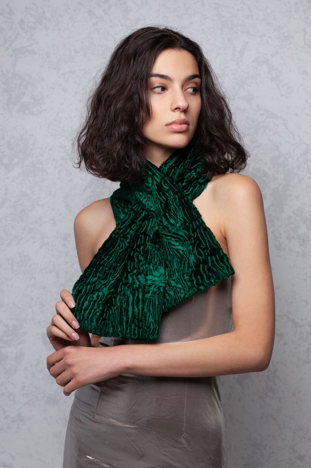 Photo #1 - Scarf eco fur Tissavel - astrakhan emerald