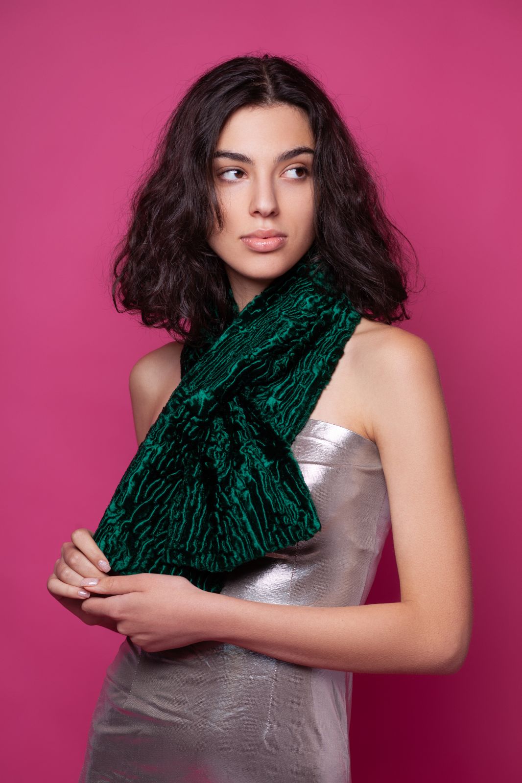 Photo #2 - Scarf eco fur Tissavel - astrakhan emerald