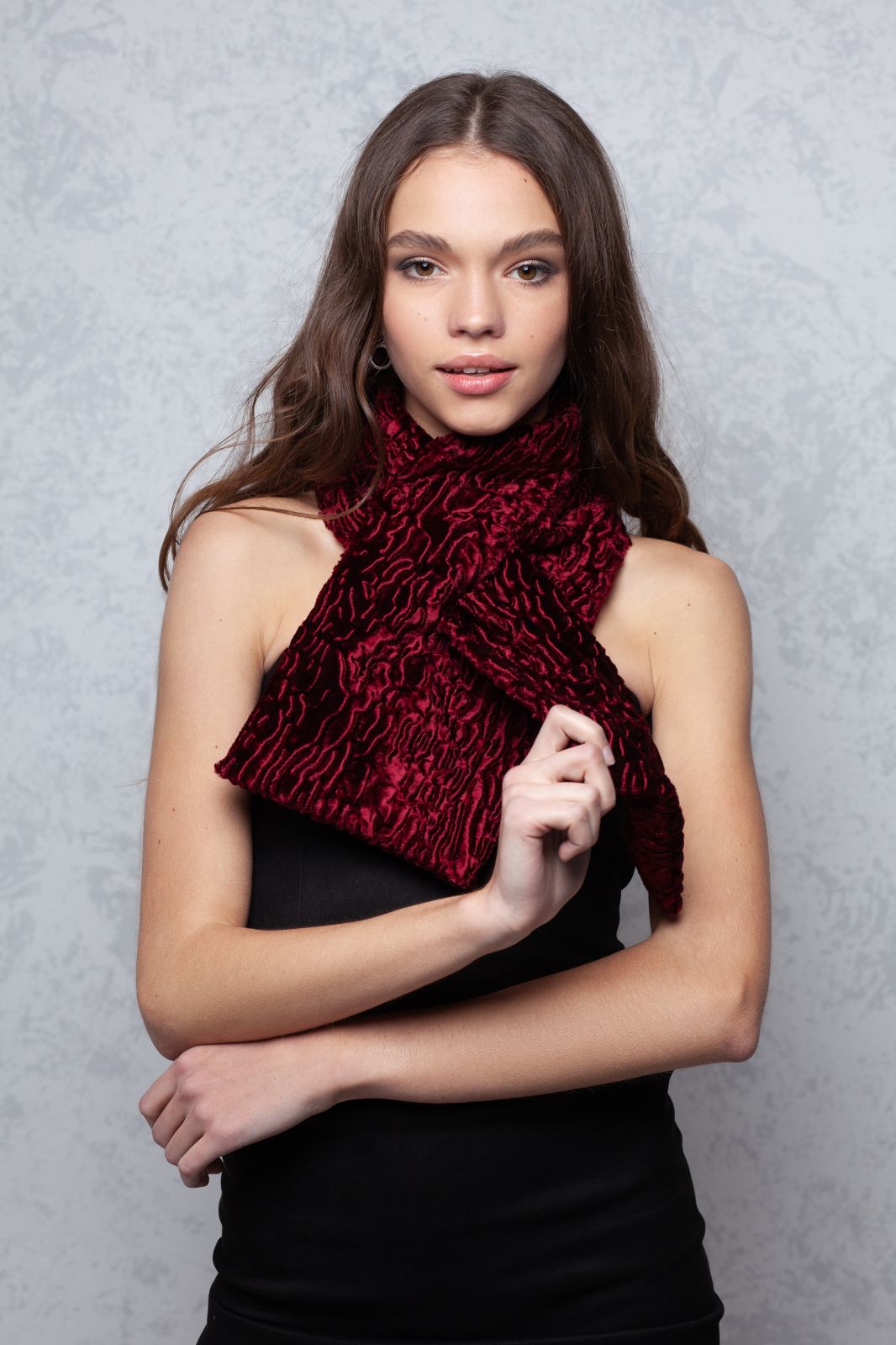 Photo #1 - Scarf eco fur Tissavel - astrakhan garnet