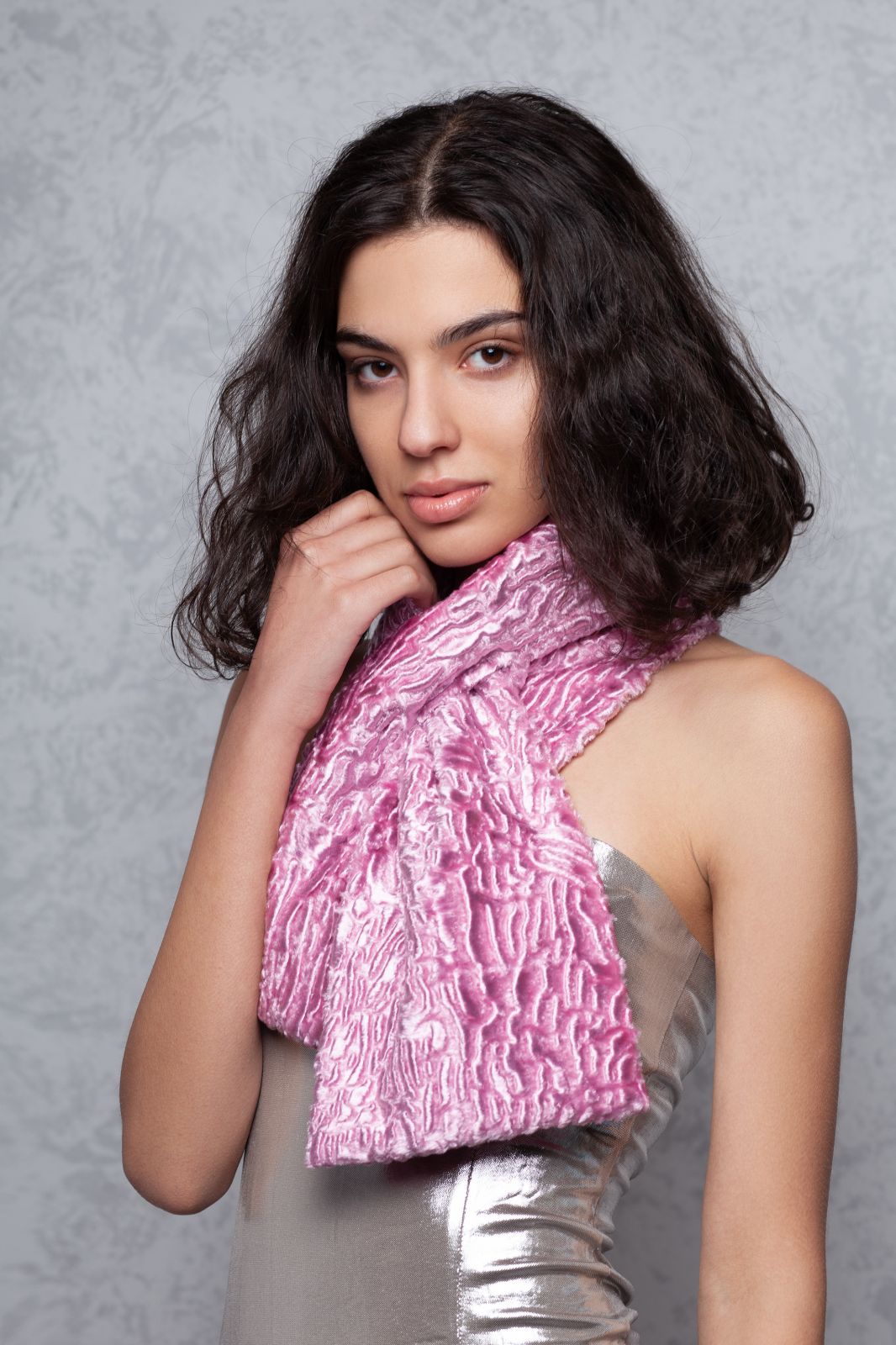 Photo #1 - Scarf eco fur Tissavel - astrakhan quartz