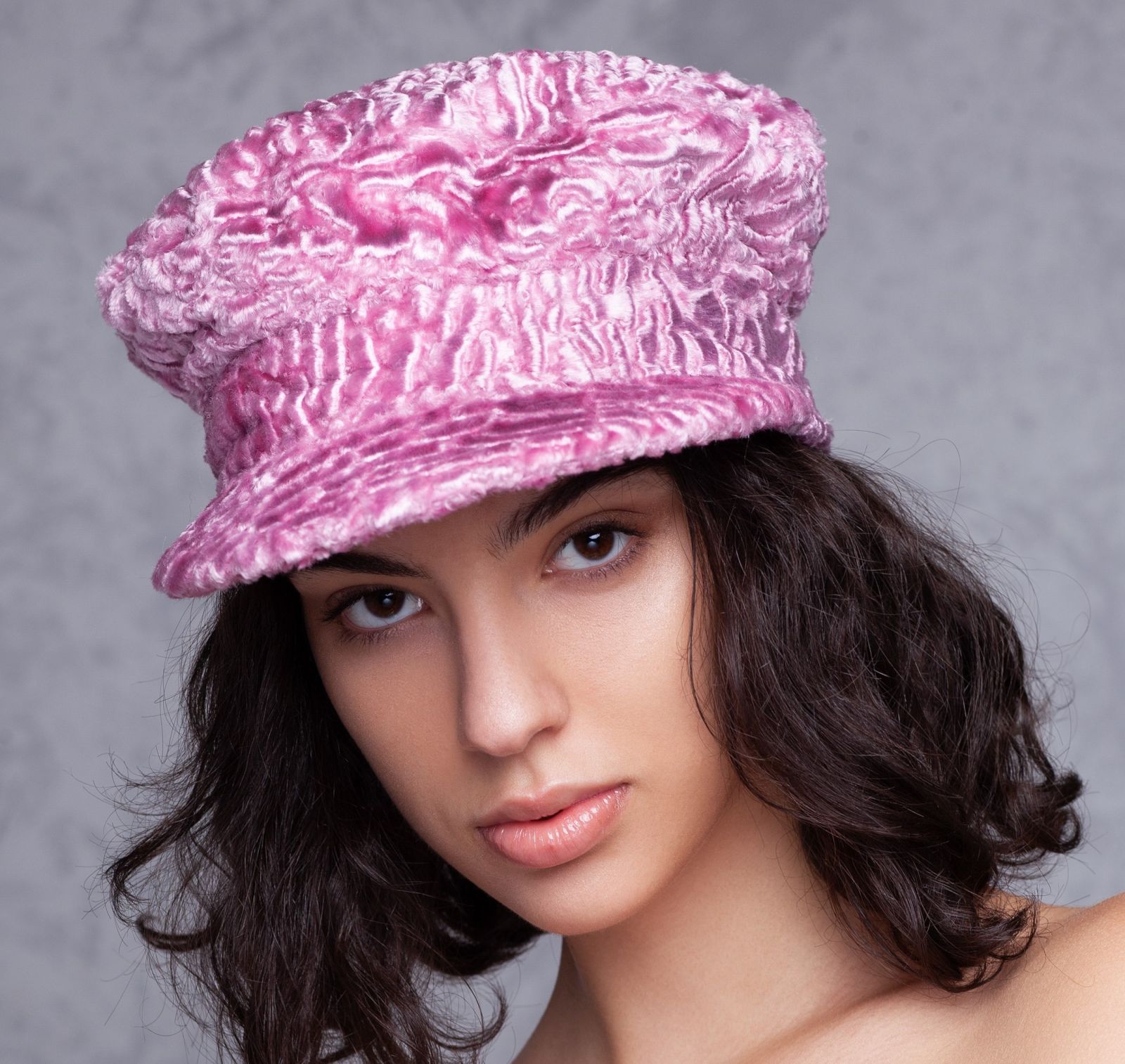 Photo #1 - Baker boy hat astrakhan quartz