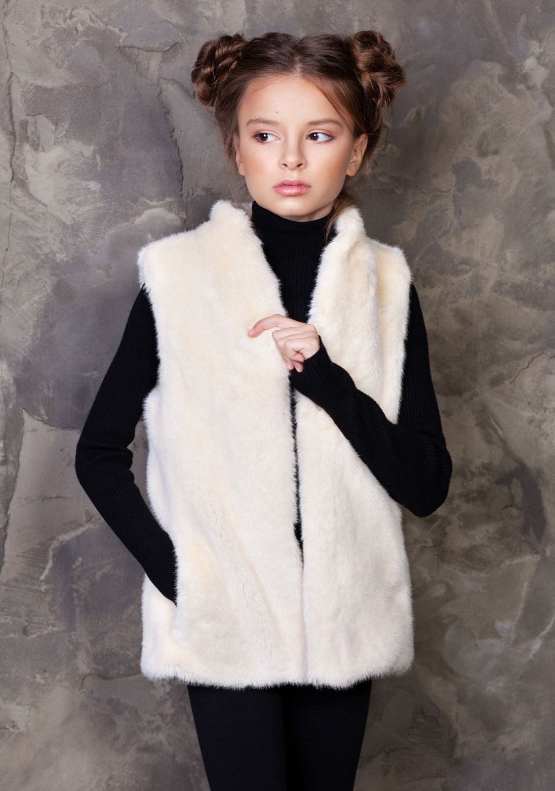 Photo #3 - Kids vest eco fur Tissavel - mink pearl