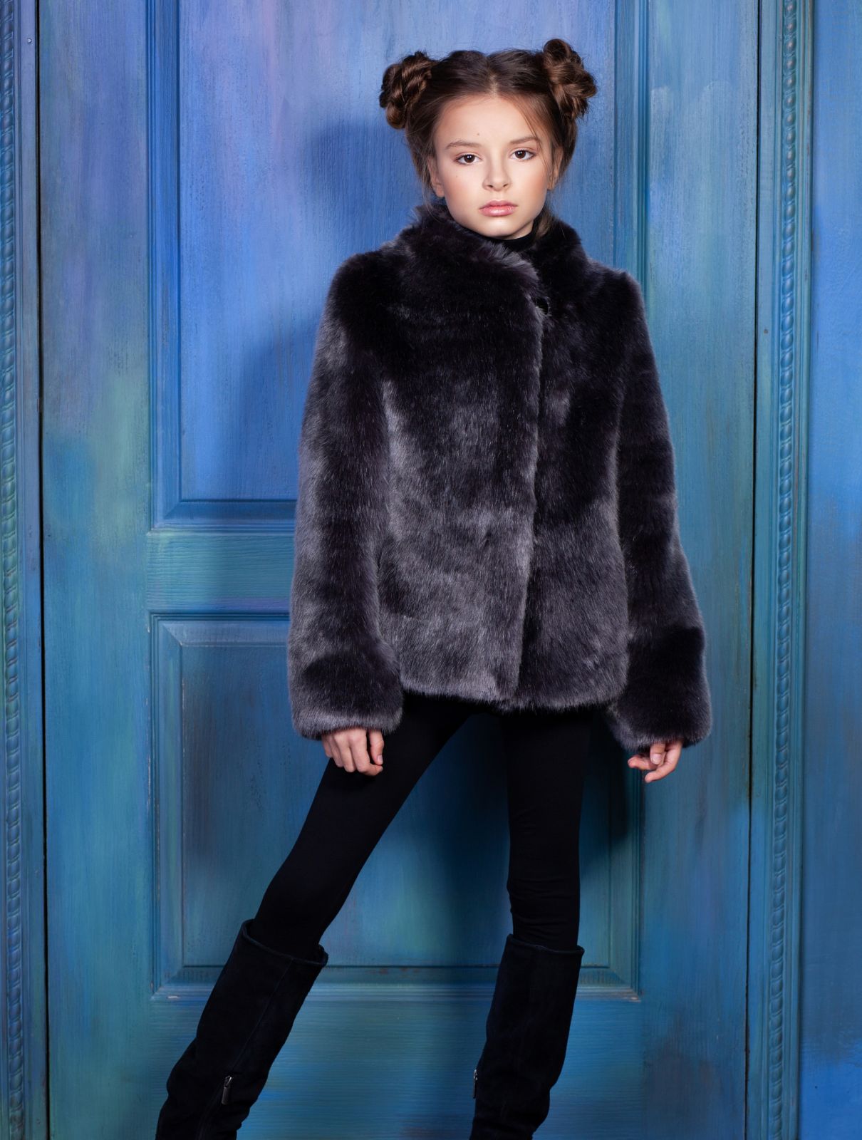 Photo #2 - Kids coat eco fur Tissavel - sable graphite