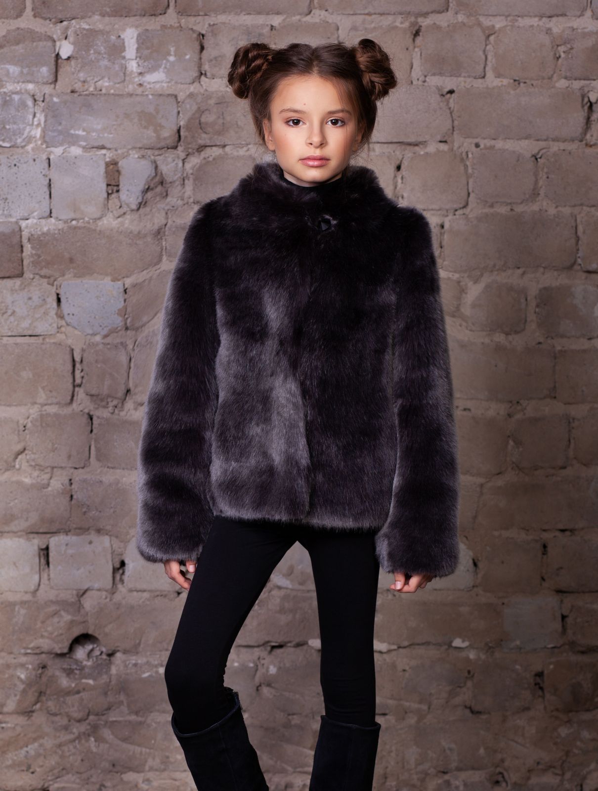 Photo #1 - Kids coat eco fur Tissavel - sable graphite