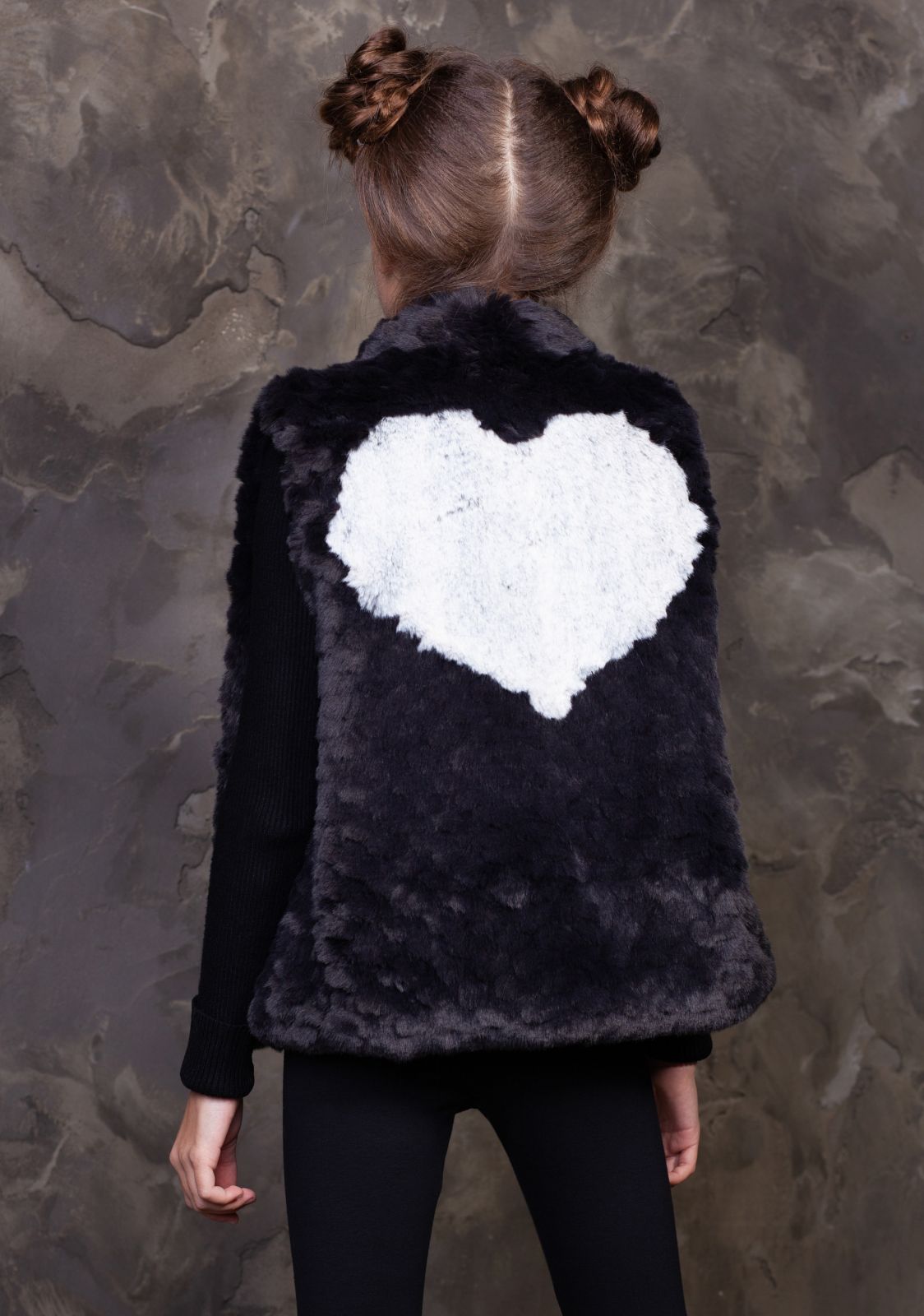 Photo #4 - Kids vest eco fur Tissavel - chinchilla knitted graphite
