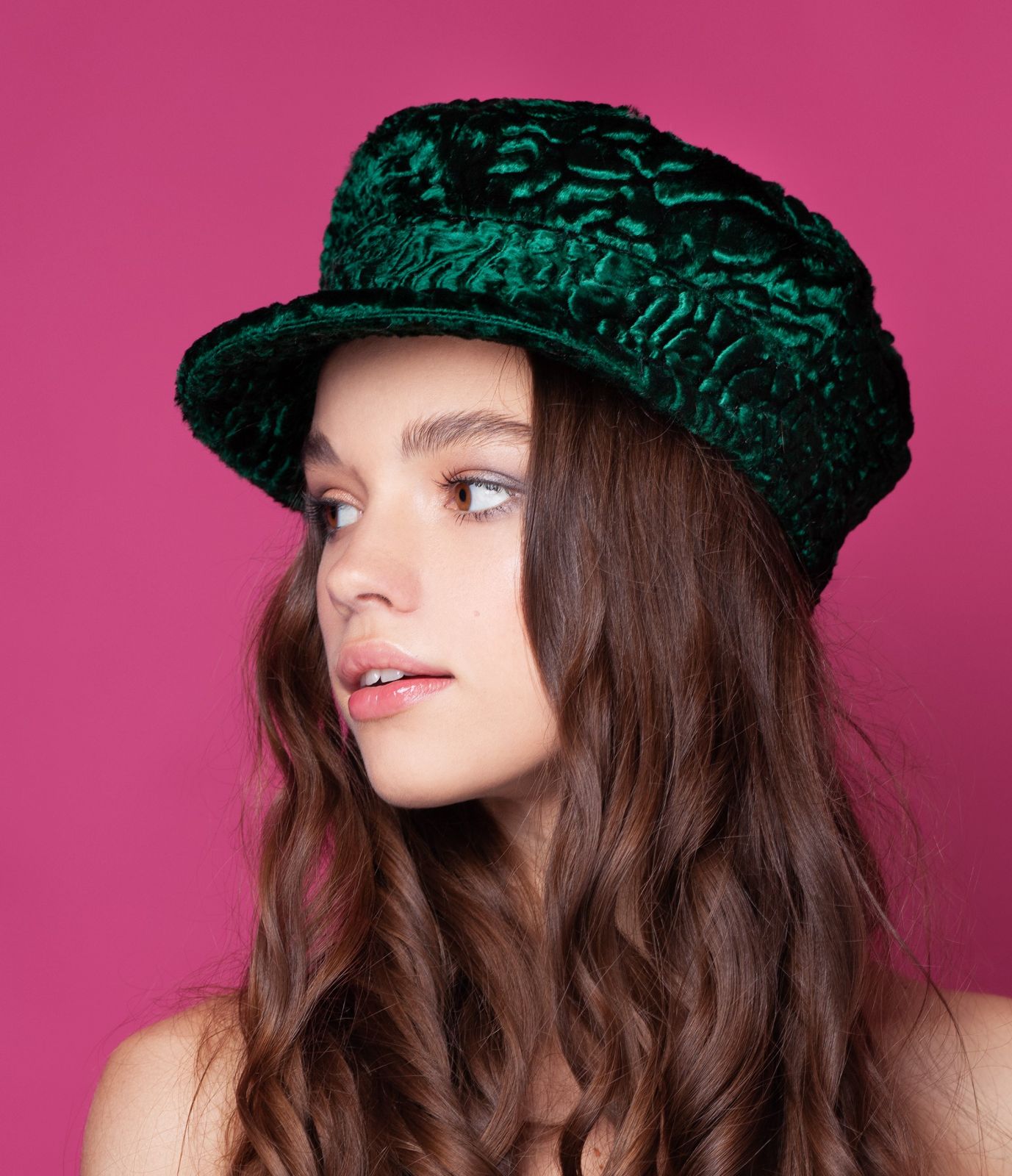 Photo #1 - Baker boy hat astrakhan emerald (pre-order)