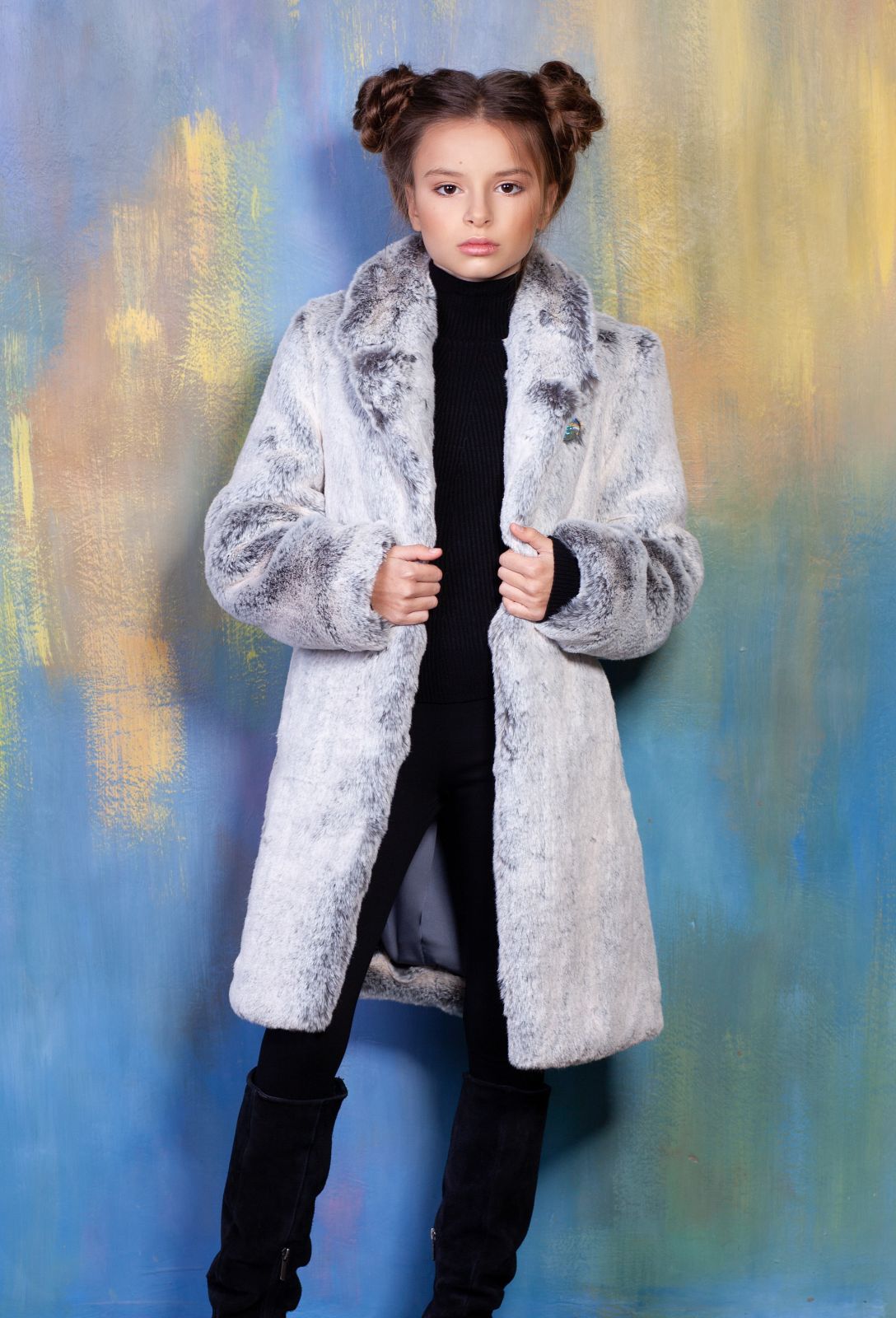 Photo #3 - Kids coat eco fur Tissavel - chinchilla diamond