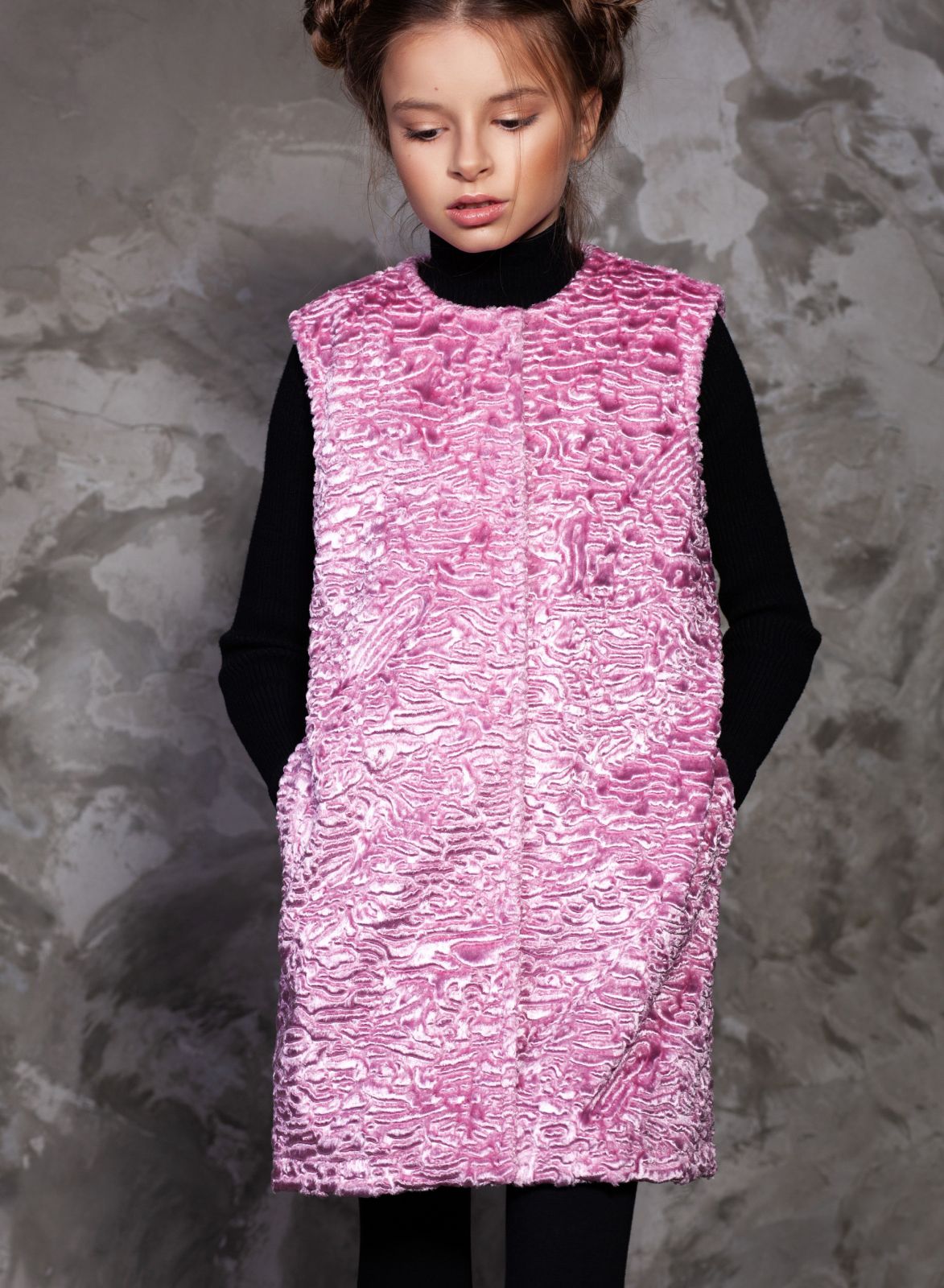 Photo #1 - Kids vest eco fur Tissavel - astrakhan quartz