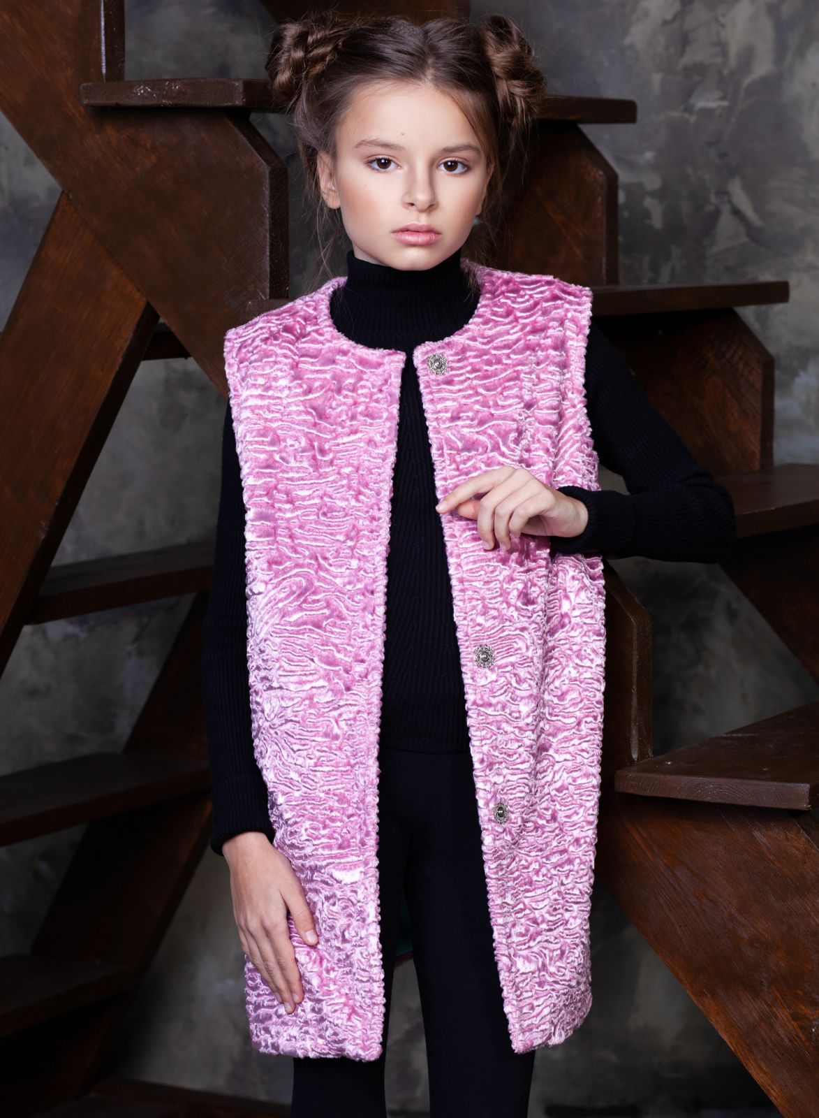 Photo #3 - Kids vest eco fur Tissavel - astrakhan quartz