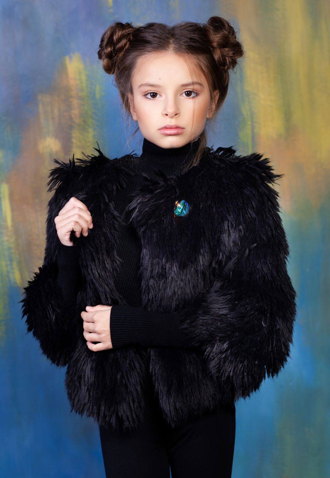 Photo #2 - Kids coat eco fur Tissavel - lama obsidian