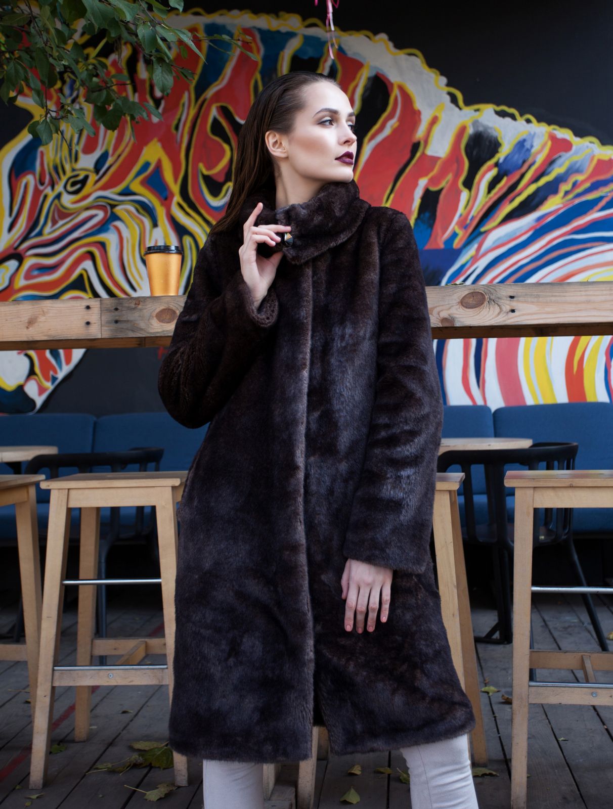 Photo #2 - Coat eco fur Tissavel - mink cappuccino