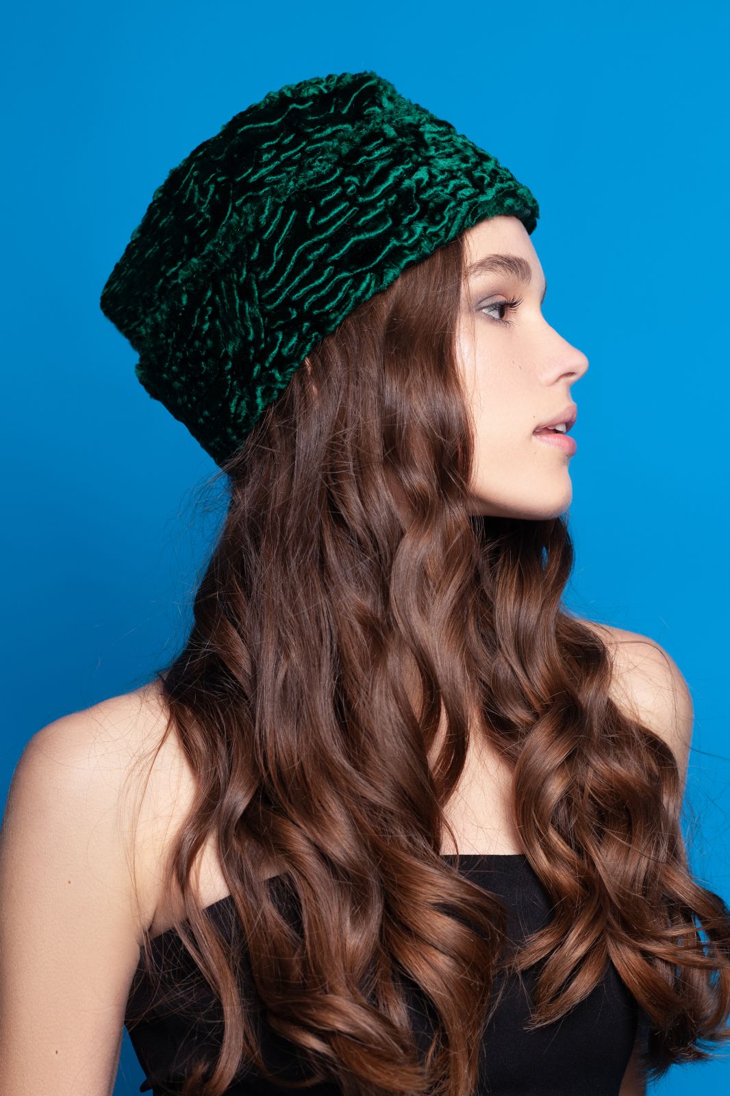 Photo #2 - Forage cap double sided eco fur Tissavel - astrakhan emerald