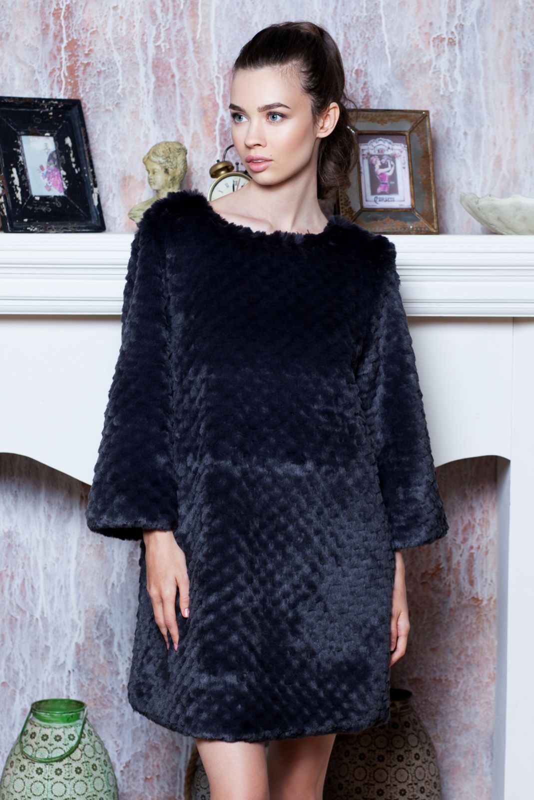 Photo #1 - Sweater eco fur Tissavel - chinchilla knitted graphite