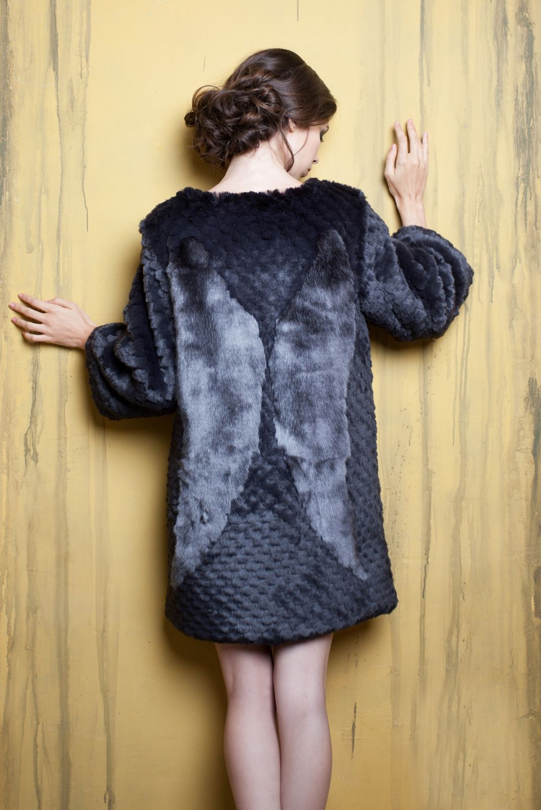 Photo #1 - Sweater eco fur Tissavel - chinchilla knitted graphite